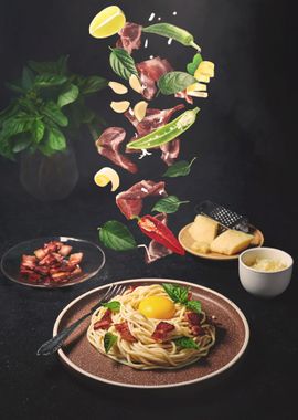 Tasty pasta dish  Bacon