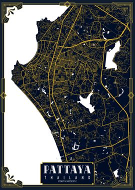 Pattaya City Map Gold