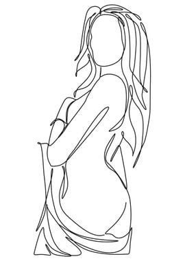 One Line Art Woman