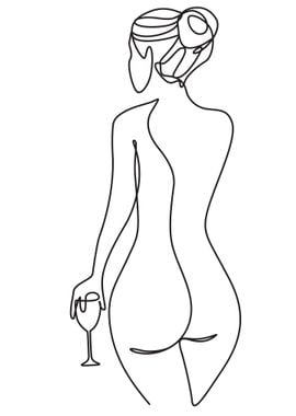 One Line Art Woman