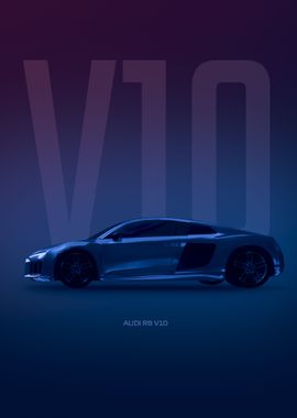 Art Poster Audi R8 Sport Car in New York