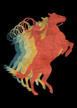 Cowgirl Horse Retro