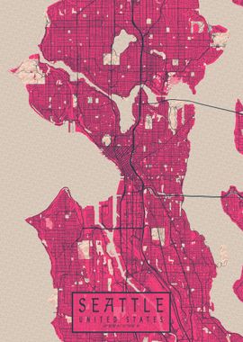 Seattle City Map Blossom