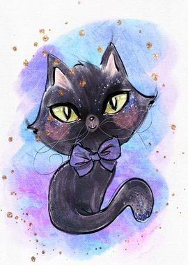 Cute Black Cat painted