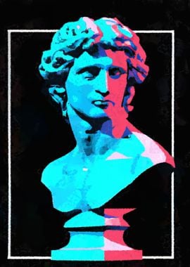 Vaporwave aesthetic statue