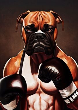 Boxer man dog