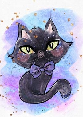 Cute black Cat painted