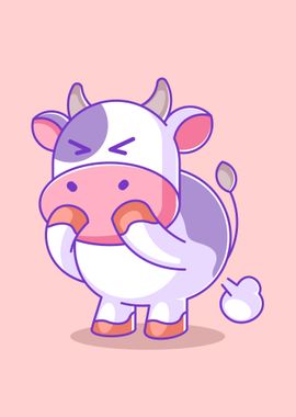 Cute cow farting cartoon