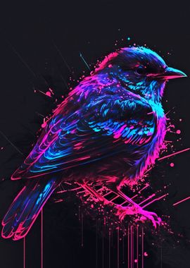 Neon Bird Art