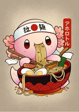 Ramen Axolotl Kawaii Anime Japanese Food Girls Teens Poster for Sale by  MichealExan