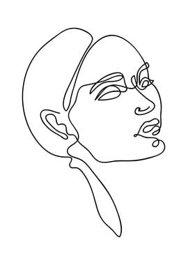 Erotic woman face line art