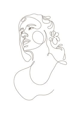 Abstract girl one line art