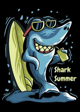 Shark summer cartoon