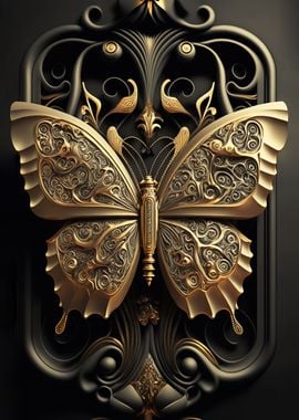 Butterfly Golden Art Deco