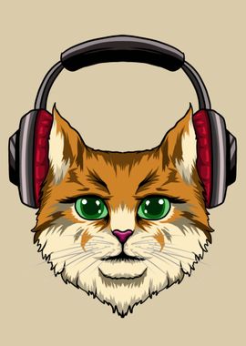 Funny Cat With Headphones