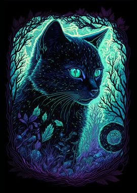Black Light Cat 1' Poster, picture, metal print, paint by Black ...