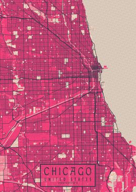 Chicago City Map Blossom