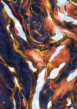 Blue Red Abstract Marble 1