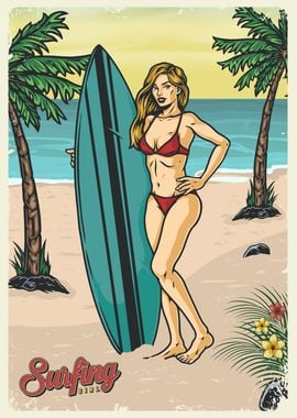 Surfing Girl Woman