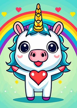 Licorne Kawaii' Magnet carré