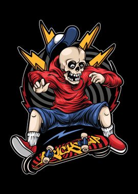 Skateboarding Skull