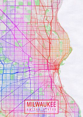 Milwaukee Map Colorful