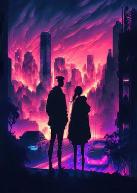 Couple Cyberpunk Landscape