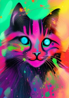 Colorful Cat Animal