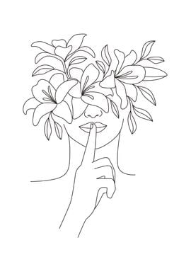 Tropical floral woman head