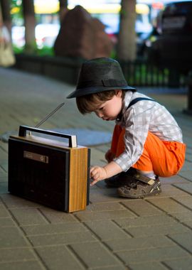 Young boy and the radio