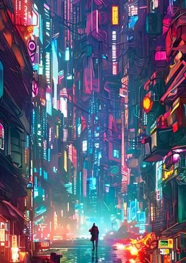 'Cyberpunk Networks' Poster, picture, metal print, paint by Alex Bayu ...