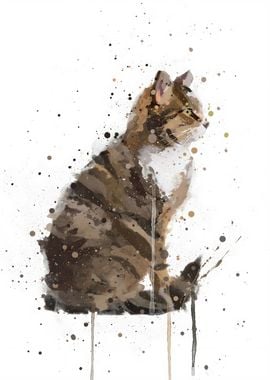 Watercolor Barn Cat