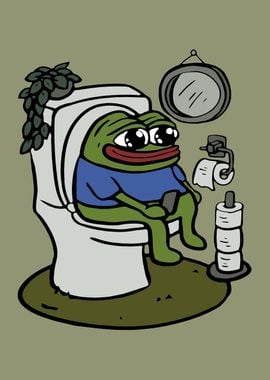 Pepe the frog in Bathroom