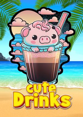 Cute piggy in a drink