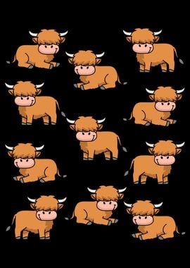 Cute Highland Cow Pattern