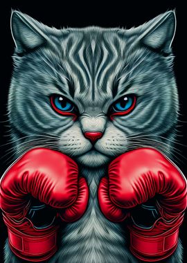 Cat boxer in boxing gloves