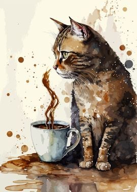 Cat and coffee cute