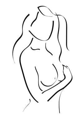 One Line Art Woman