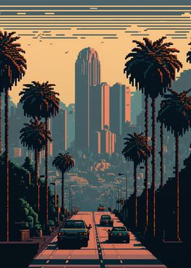 Los Angeles Pixel art