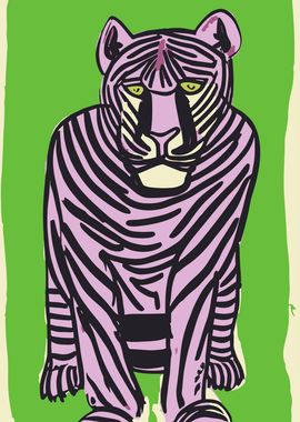 Pink Jungle Cat Poster