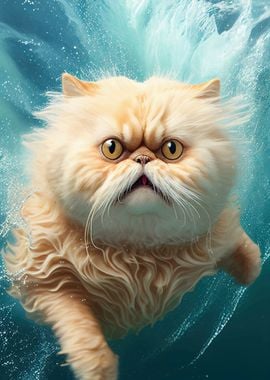 Funny Cat Swimming