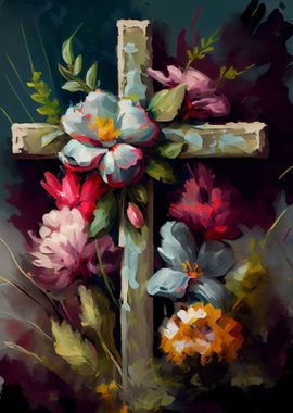 Floral Christian Cross 2