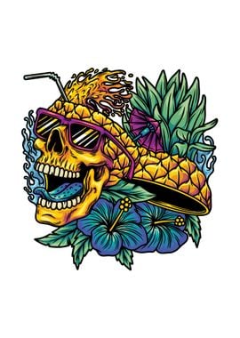 pineapple skull and flower