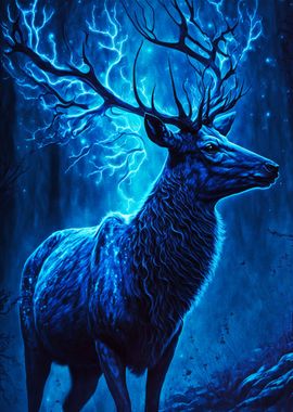 Blue deer mystical 