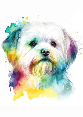 Maltese Dog Watercolor