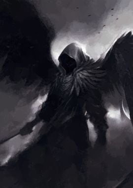 Dark fallen angel' Poster, picture, metal print, paint by Evgenuy