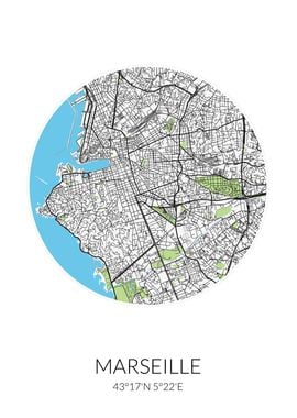 Marseille City Map White