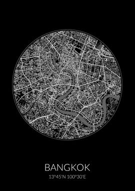 Bangkok City Map Black