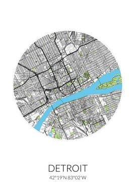 Detroit City Map White