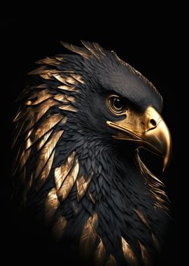 Black and Gold Eagle' Poster, picture, metal print, paint by OhadOron